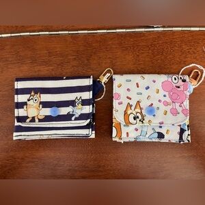 Bluey & Friends lined fabric wallet, 2 slots ID holder, only blue/white left